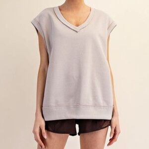 Rae Mode Taupe Sleeveless Sweatshirt Size M NWT